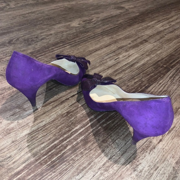 Italian Purple Heels with Bows - Picture 3 of 4